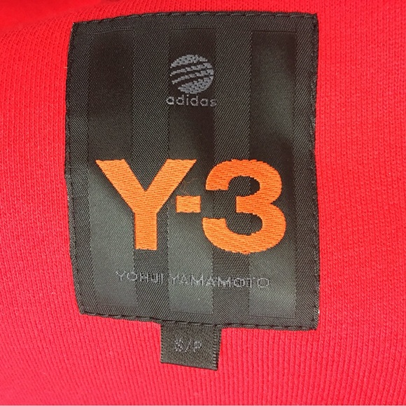 🔥 RARE! Y-3 Adidas x Yohji Yamamoto Hot Red 3-Stripe Sweatshirt Trench Coat Sz S - Picture 11 of 12